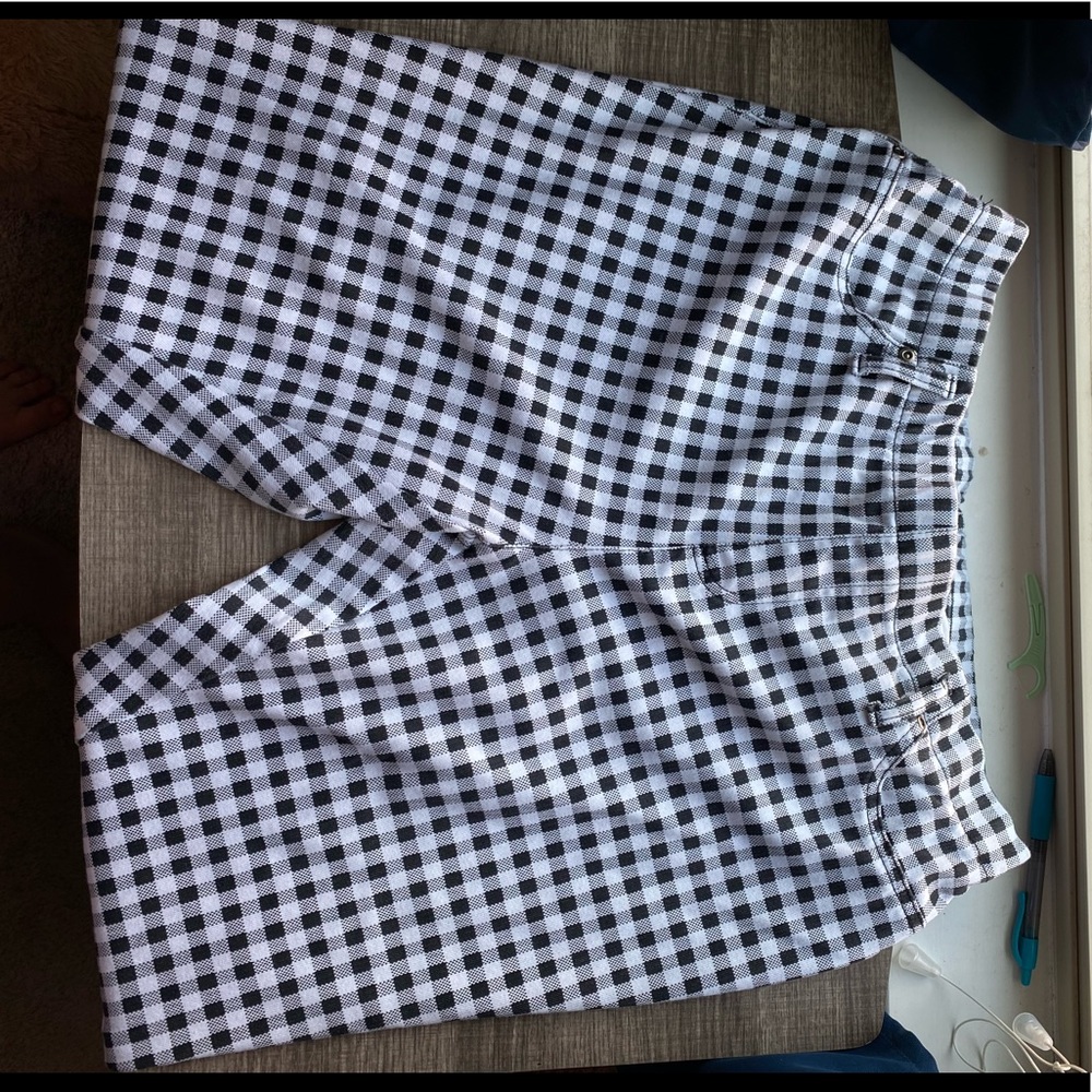 Checkerboard/Gingham Print Pants